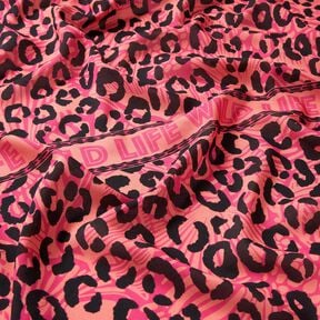 Viscose Voile Bordure motif lion et fleurs Panel – rose vif/orange, 