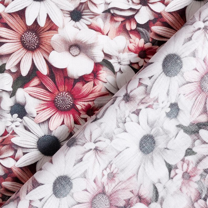 Tissu viscose Mer de marguerites – blanc/pourpre, image number 4