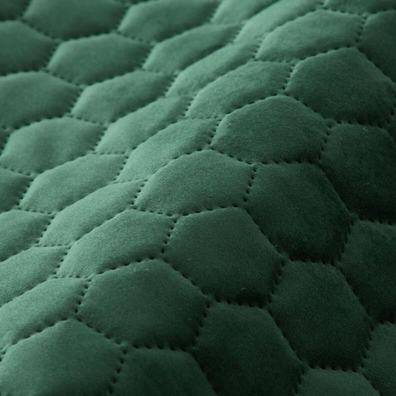 Tissu de revêtement velours matelassé nid d'abeille – vert foncé,  image number 2