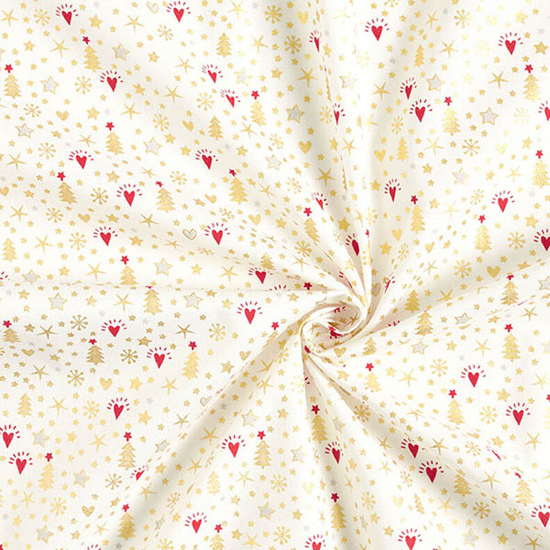 Tissu en coton Popeline Cœurs et étoiles – écru/or, image number 3