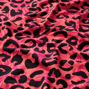 French Terry Sweat d’été Lion et fleurs – rose vif/orange, 
