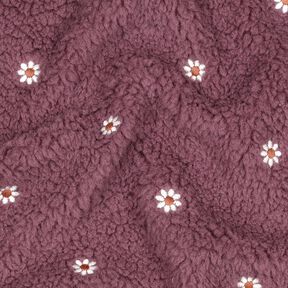 Tissu teddy Petites fleurs brodées | Poppy Fabrics – vieux rose foncé, 