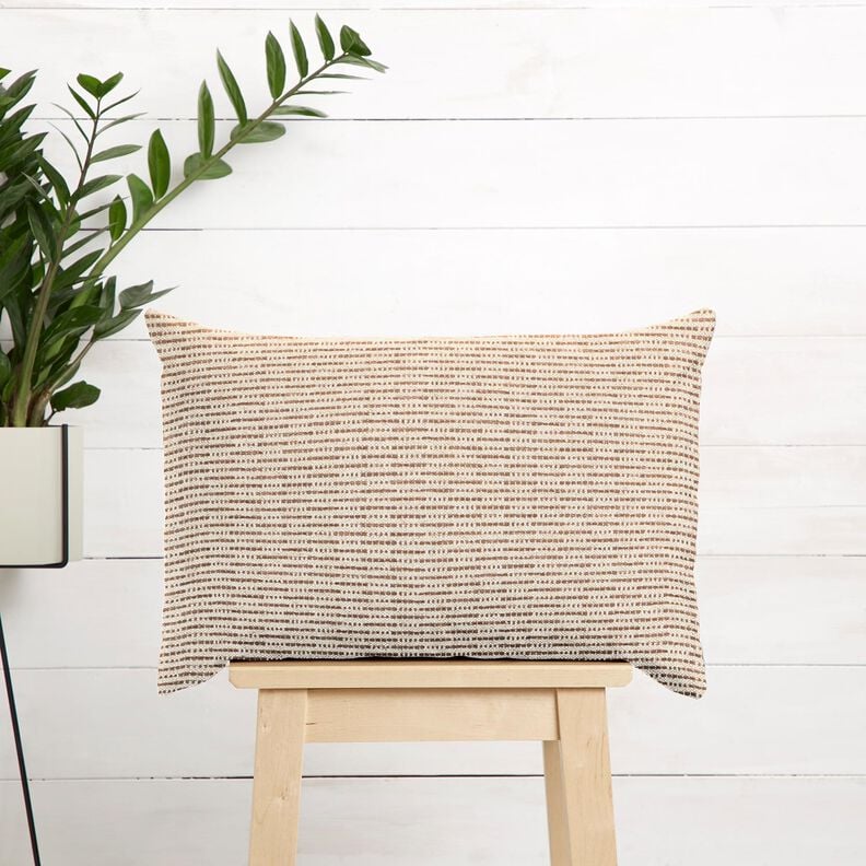 Tissu de décoration Jacquard rayures rustiques – marron moyen/nature,  image number 6