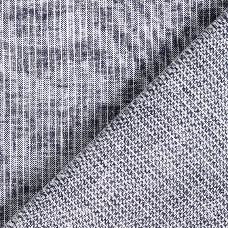 Mélange lin coton rayures étroites – bleu nuit/blanc,  image number 4