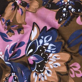French Terry Sweat d’été Fleurs peintes Impression numérique – indigo/brun-marron, 