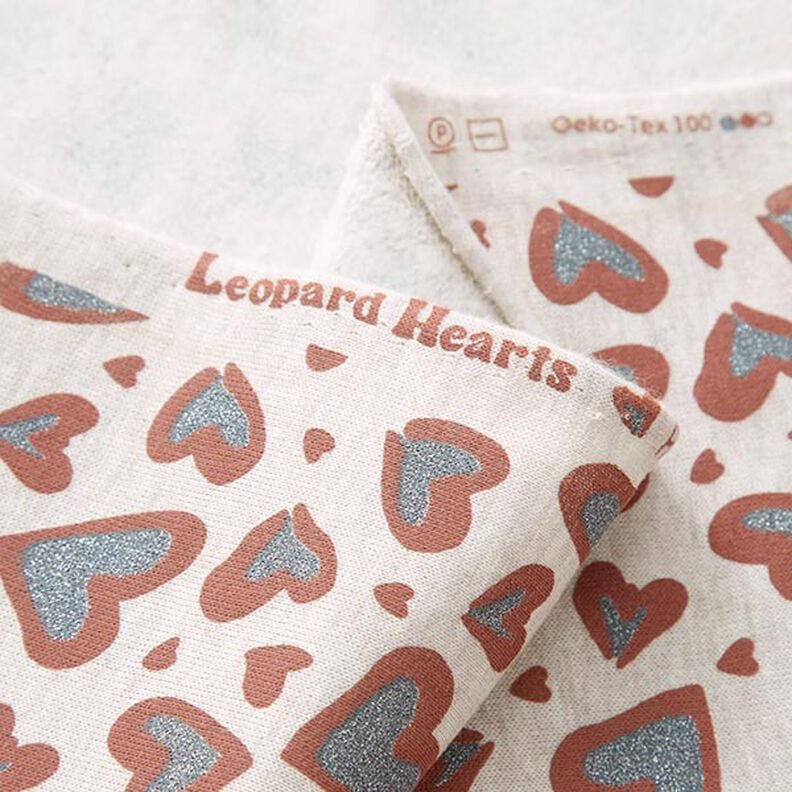 Sweatshirt gratté Cœurs en léopard scintillants – nature,  image number 4
