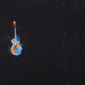 Jersey coton Panel guitare | Glitzerpüppi – noir/orange, 