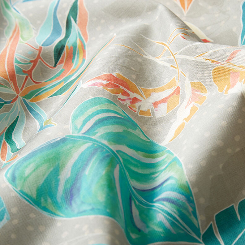 Tissu d’extérieur Canvas Feuilles tropicales – corail, image number 2