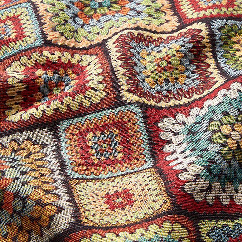Tissu de décoration Gobelin Aspect crocheté – noir/rouge,  image number 2