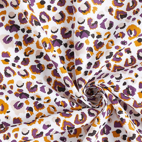 Tissu en coton Cretonne Léopard – aubergine/blanc,  image number 3