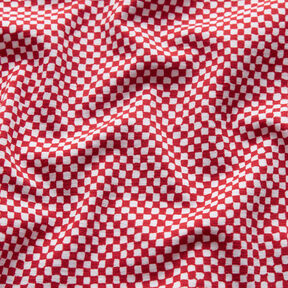 GOTS Jersey coton Mini-carreaux | TCC x LOOKS by Wolfgang Joop – rouge/blanc, 