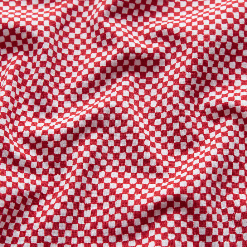 GOTS Jersey coton Mini-carreaux | TCC x LOOKS by Wolfgang Joop – rouge/blanc,  image number 3