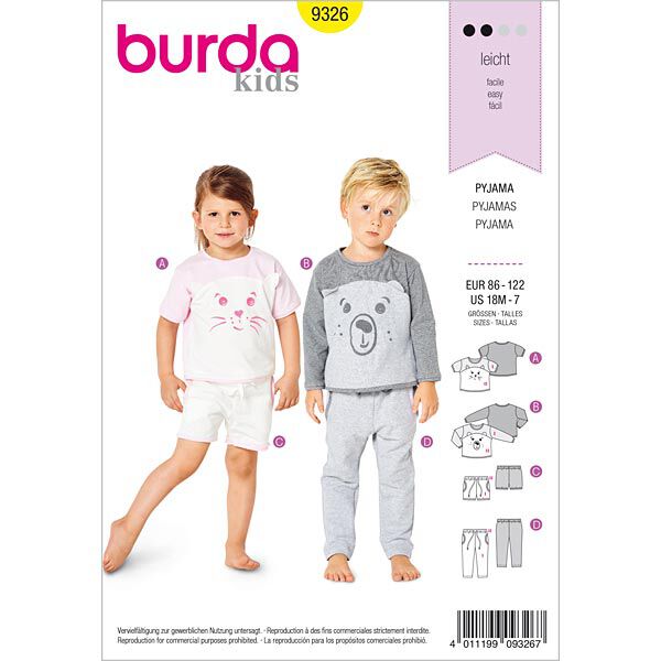 Pyjama enfant, Burda 9326 | 86 - 122,  image number 1
