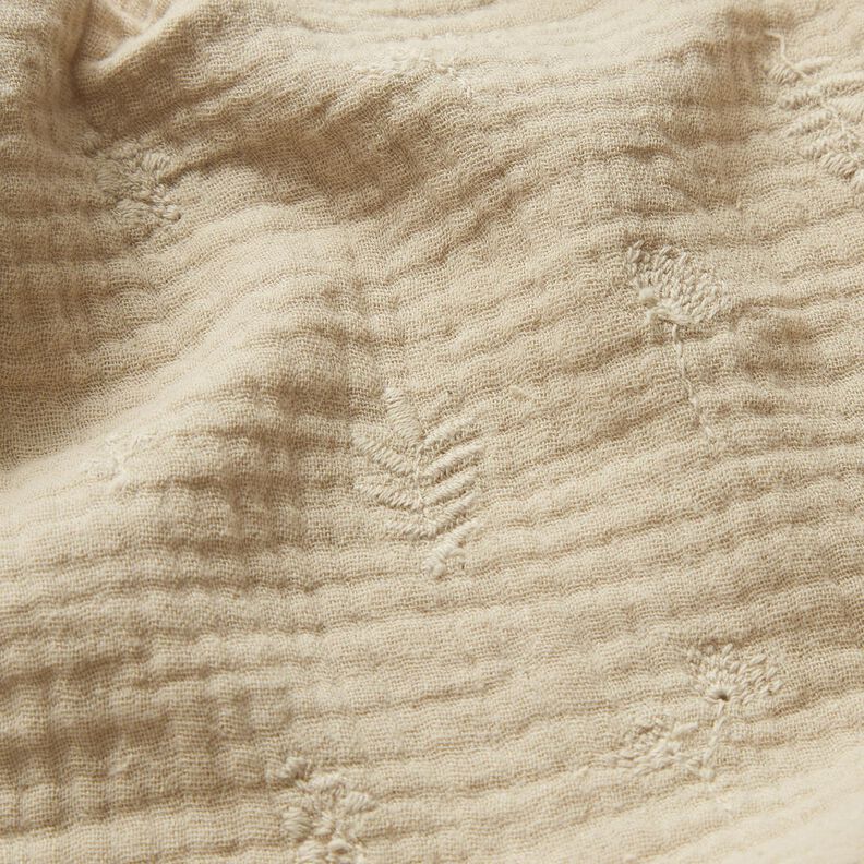 Tissu double gaze de coton broderie fleurs et branches – anémone,  image number 6