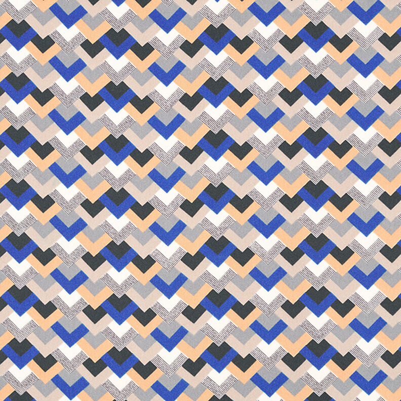 Satin léger Motif rétro – indigo/beige, image number 1