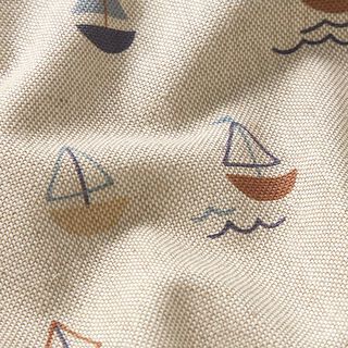 Tissu de décoration Semi-panama Voyage en bateau – nature/bleu, 