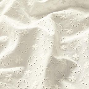 Batiste de coton Dentelle brodée Couronnes de fleurs – écru, 