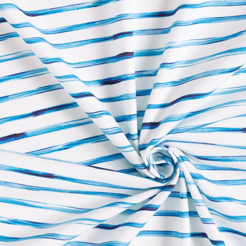 Jersey coton Rayures larges aquarelle Impression numérique – ivoire/bleu,  image number 3