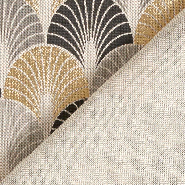 Tissu de décoration Semi-panama arcs impression dorée premium – noir/or,  image number 4