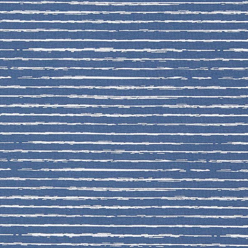 Jersey coton Bandes de gribouillage – bleu jean,  image number 1