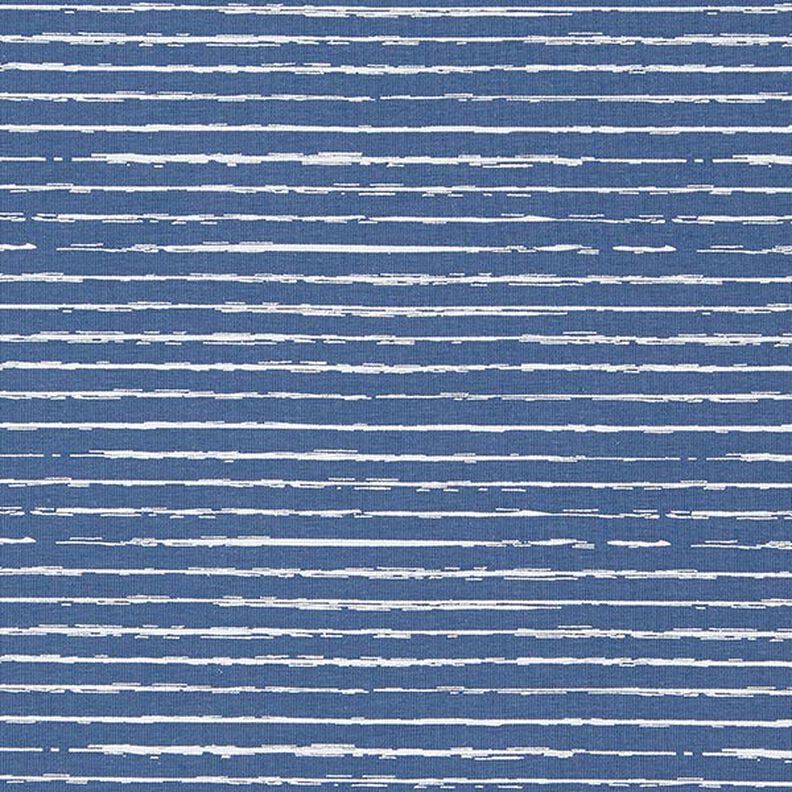 Jersey coton Bandes de gribouillage – bleu jean,  image number 1