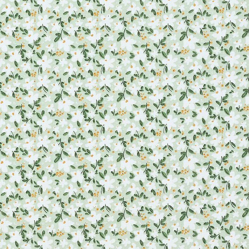 Popeline de coton bio Fleurs délicates – menthe clair,  image number 1