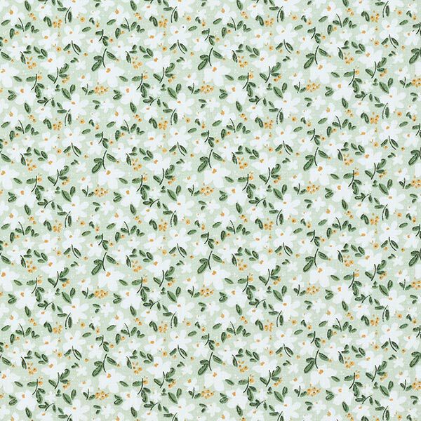 Popeline de coton bio Fleurs délicates – menthe clair,  image number 1