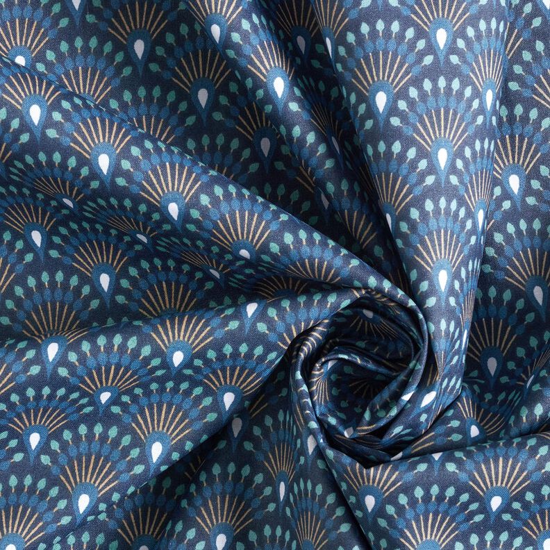 Coton enduit Éventail look paon – bleu, image number 4