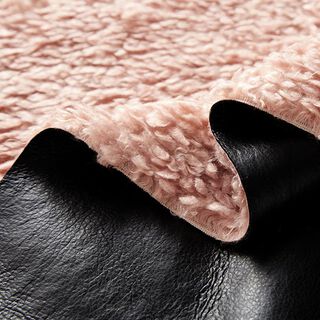 Similicuir avec fausse fourrure, uni – noir/vieux rose clair, 