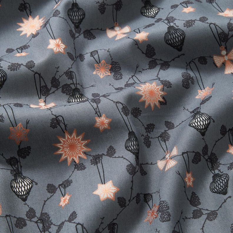 Tissu en coton Popeline Décorations d'arbre scandinaves – gris schiste, image number 2