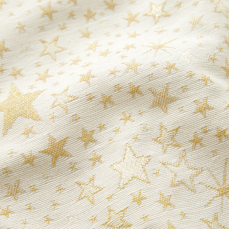 Tissu de décoration Jacquard Lurex Mer d'étoiles – beige clair/or, image number 2