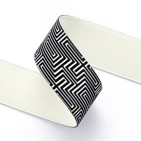Ruban élastique Labyrinthe [ 3,5 cm ] – noir/blanc, 