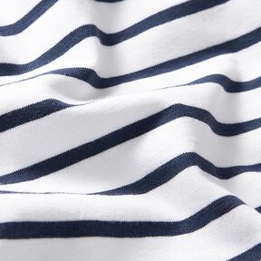 Jersey de coton Rayures fines et larges – blanc/bleu marine, 