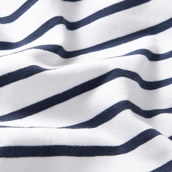 Jersey de coton Rayures fines et larges – blanc/bleu marine,  image number 2