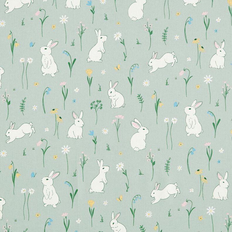 Tissu de décoration Semi-panama Petits lapins – menthe clair, image number 1
