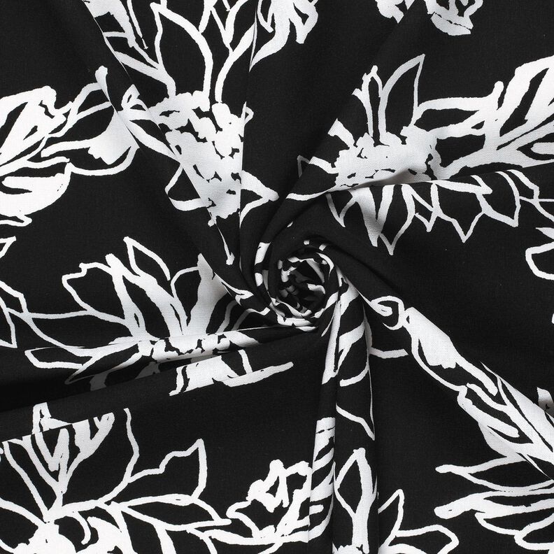 Mélange viscose lin Tournesols abstraits – noir/blanc, image number 3