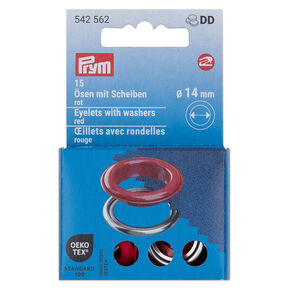 Œillets avec rondelles [15 unités | Ø 14 mm] | Prym – rouge/argent métallisé, 