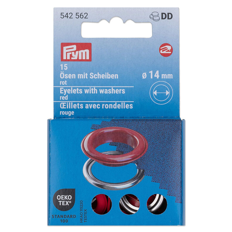Œillets avec rondelles [15 unités | Ø 14 mm] | Prym – rouge/argent métallisé,  image number 1