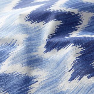 Coton enduit imprimé ikat – bleu/blanc, 
