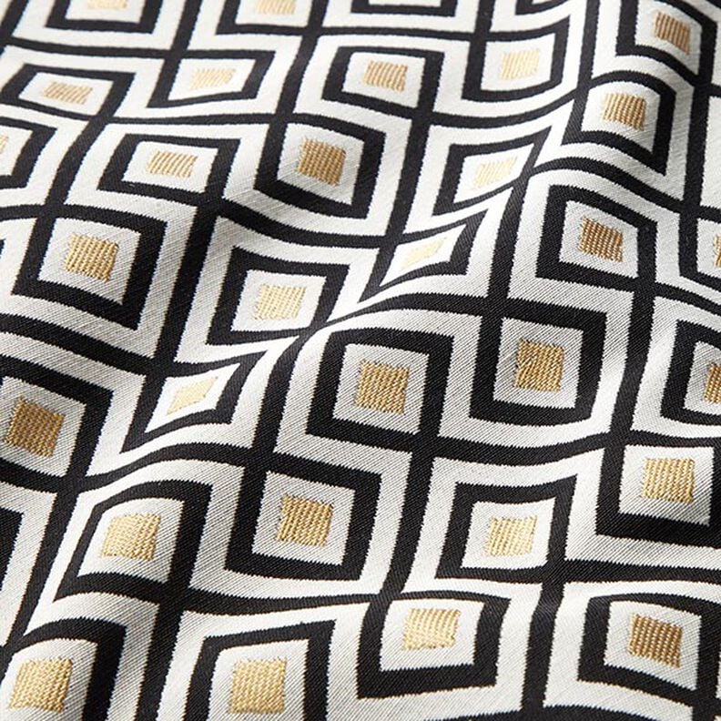 Tissu décoratif Jacquard Losanges Art Déco – écru/or,  image number 2