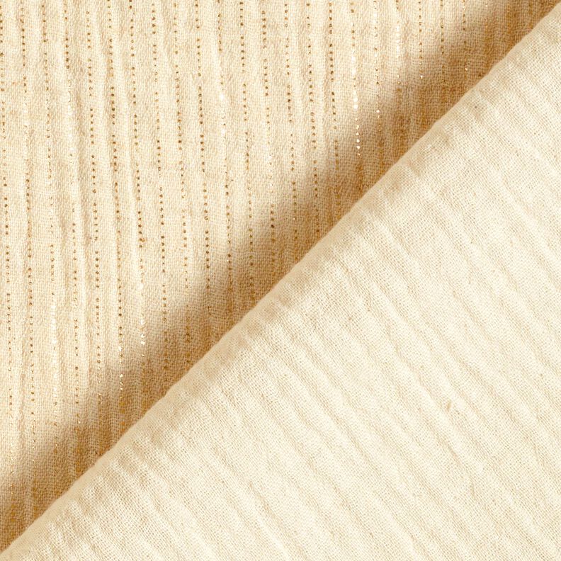Tissu double gaze de coton Mélange lin Glitzerpunkte – crème, image number 4