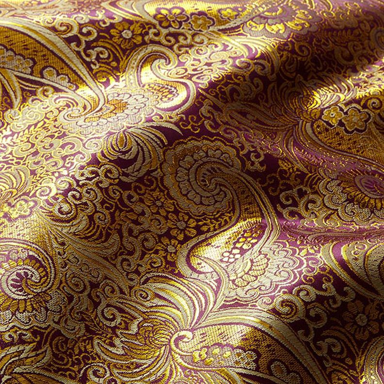 Jacquard d’habillement métallisé Paisley – lilas/or,  image number 2