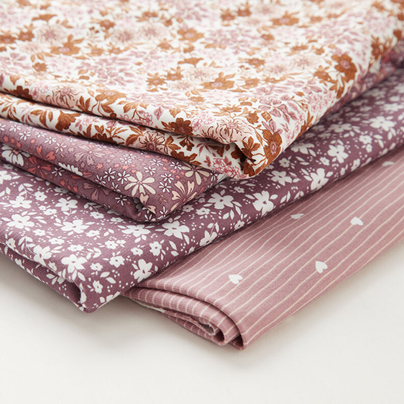 Jersey coton Cœurs et rayures – vieux rose clair,  image number 6