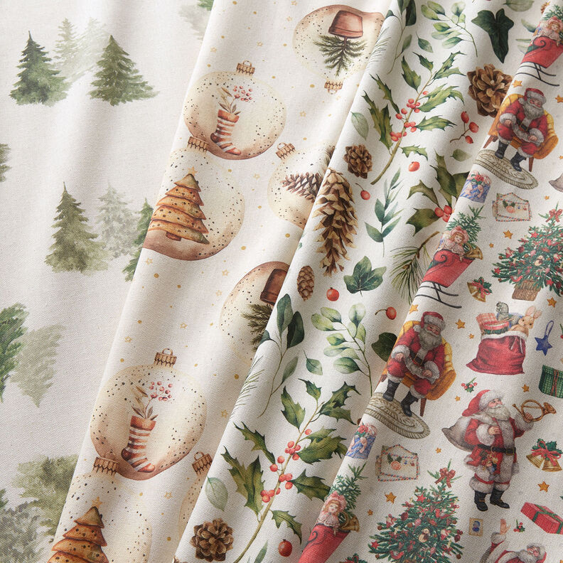 Tissu de décoration Semi-panama Sapins élégants – nature/pin, image number 5