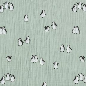 Tissu double gaze de coton joyeux pingouins – roseau, 