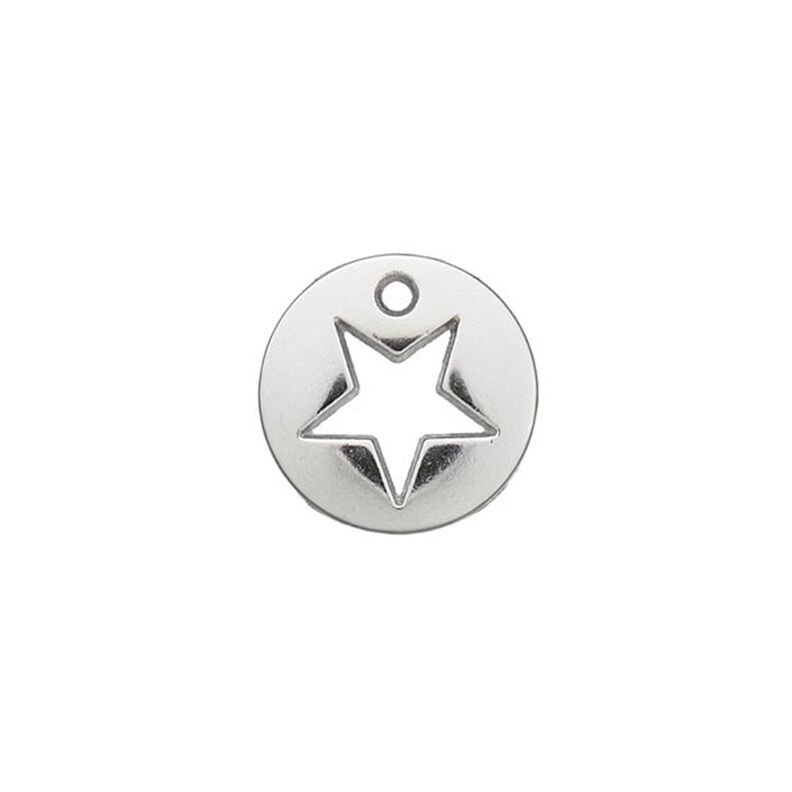Pièce décorative Étoile [ Ø 12 mm ] – argent métallique,  image number 1