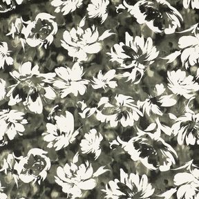 Tissu viscose roses sauvages à l'aquarelle – pin foncé/écru, 