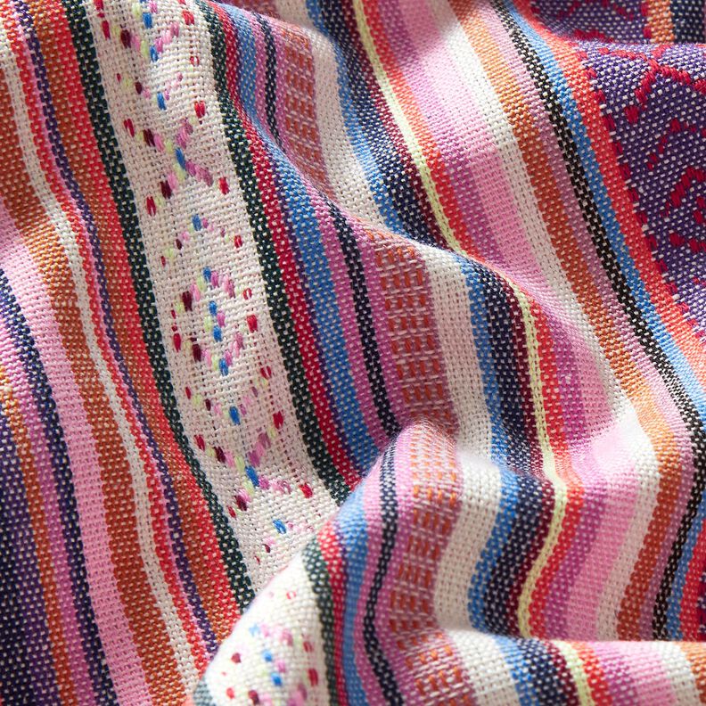 Tissu de décoration Jacquard Rayures pastel – rose/lilas, image number 2