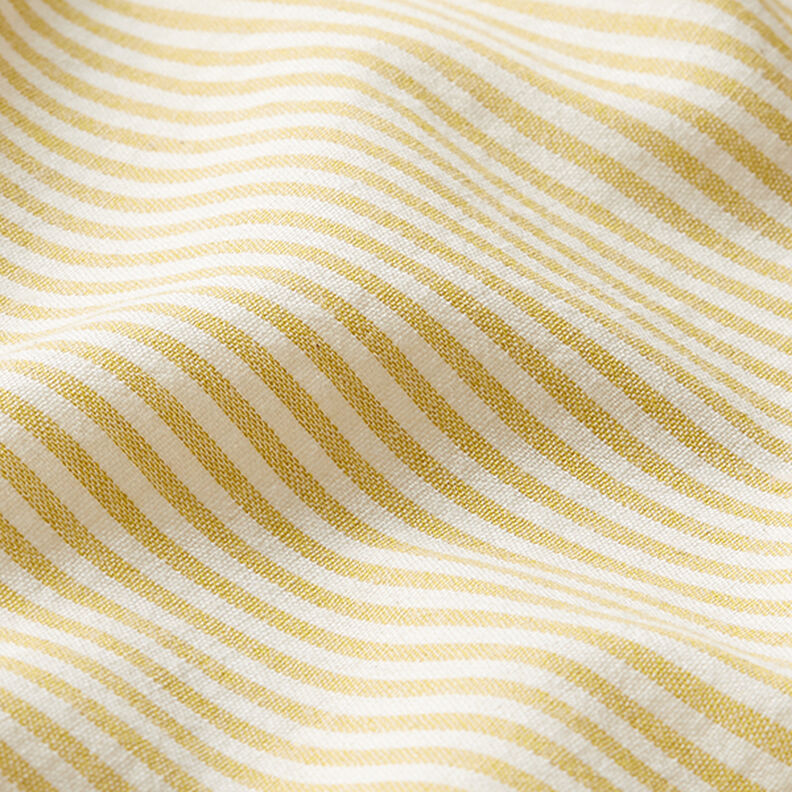 Mélange coton viscose Rayures – jaune curry/écru,  image number 2