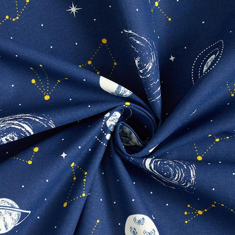 Tissu de décoration Constellations Glow in the Dark – bleu marine/jaune clair,  image number 5